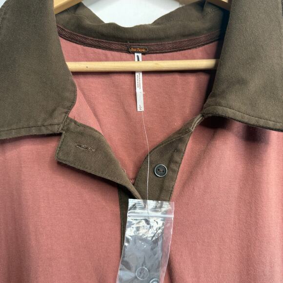 Free People shirt dress polo shirt dress midi collared boho sporty Large - Picture 5 of 8